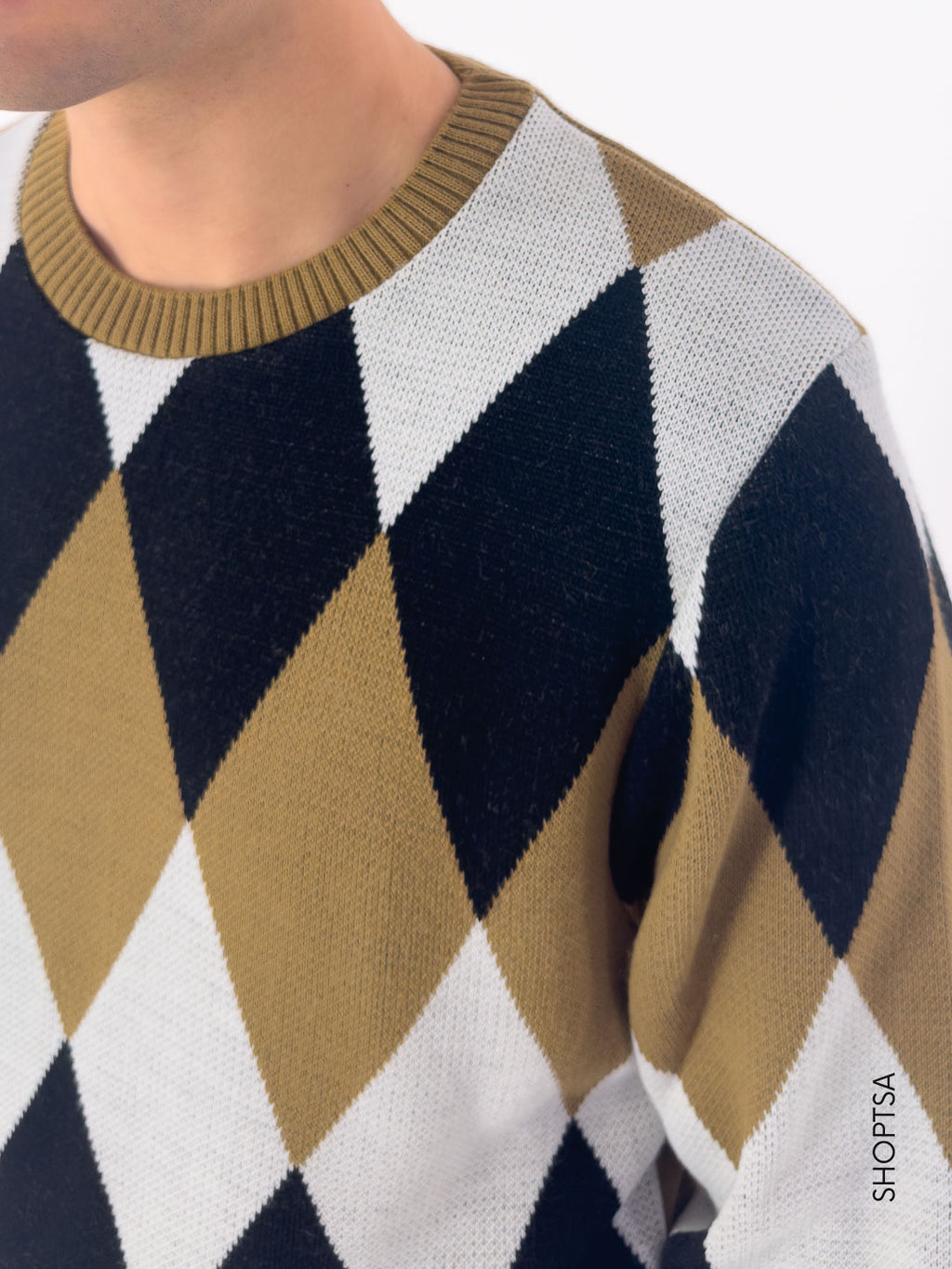 Maglione girocollo a rombi