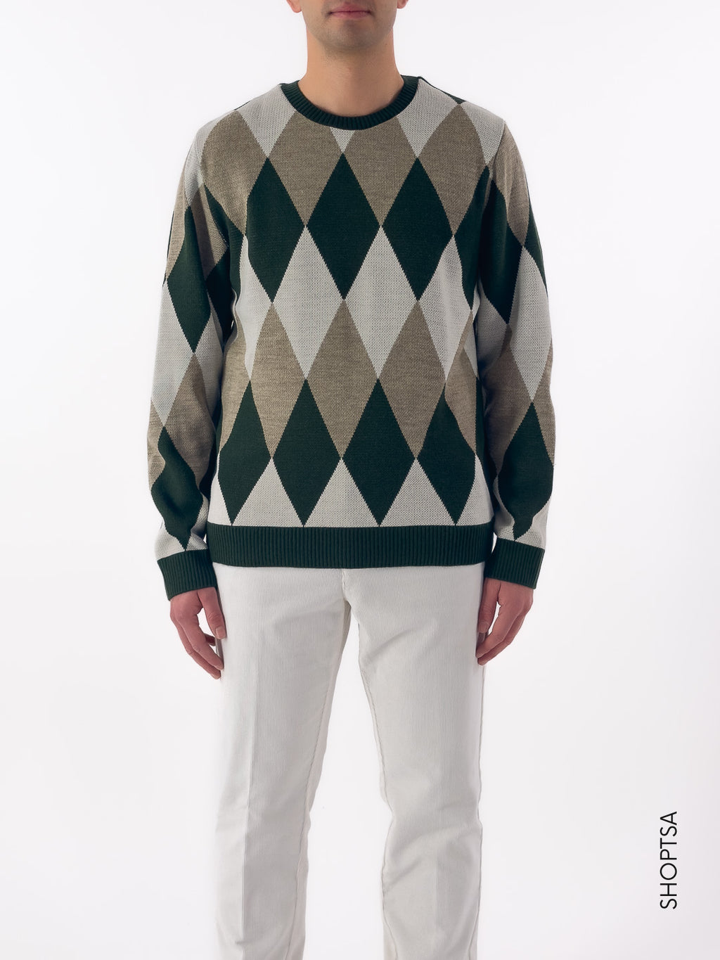 Maglione girocollo a rombi