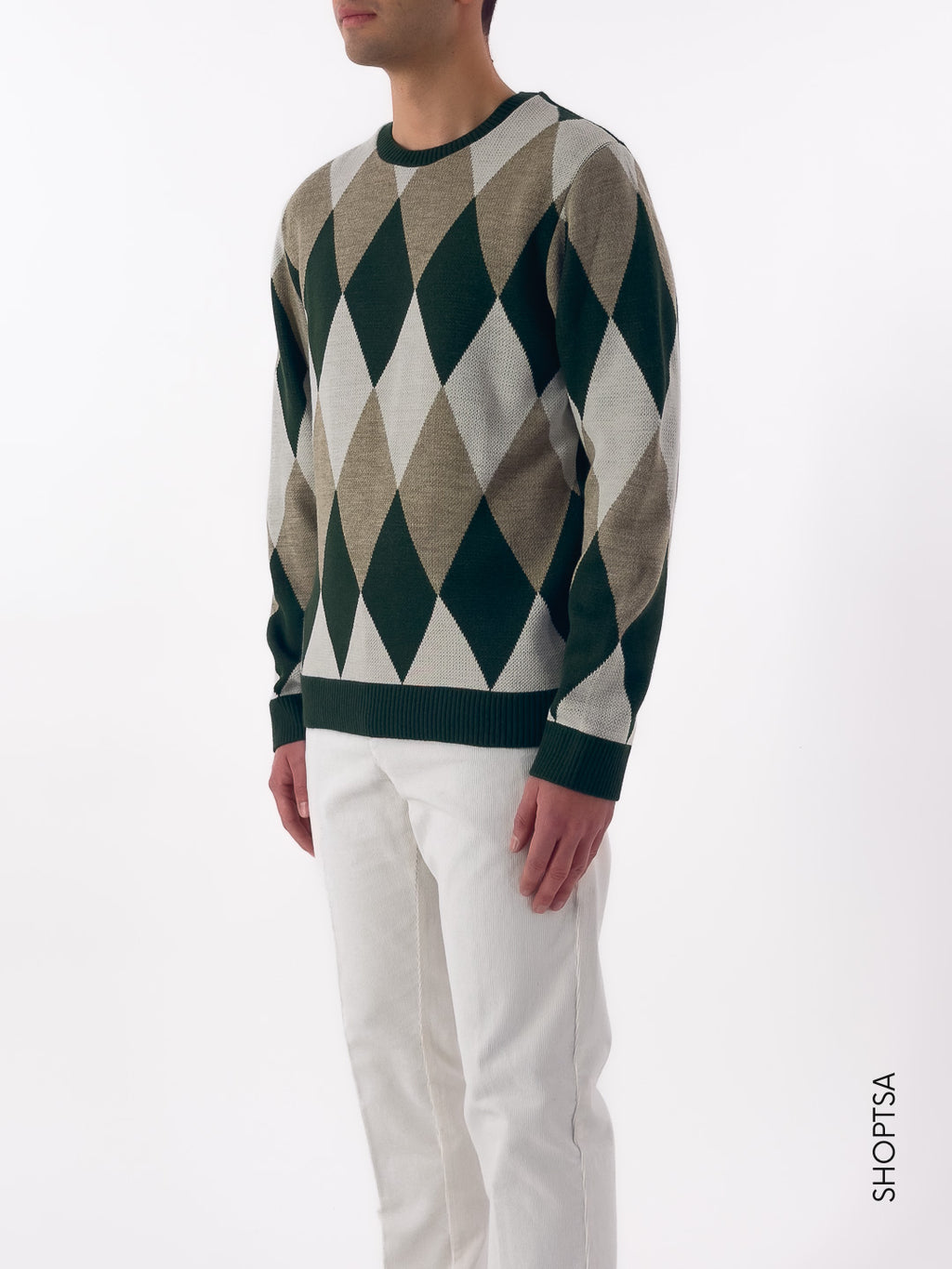 Maglione girocollo a rombi