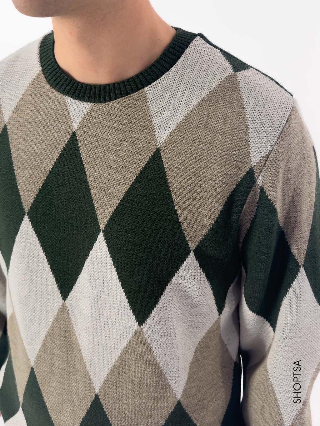 Maglione girocollo a rombi