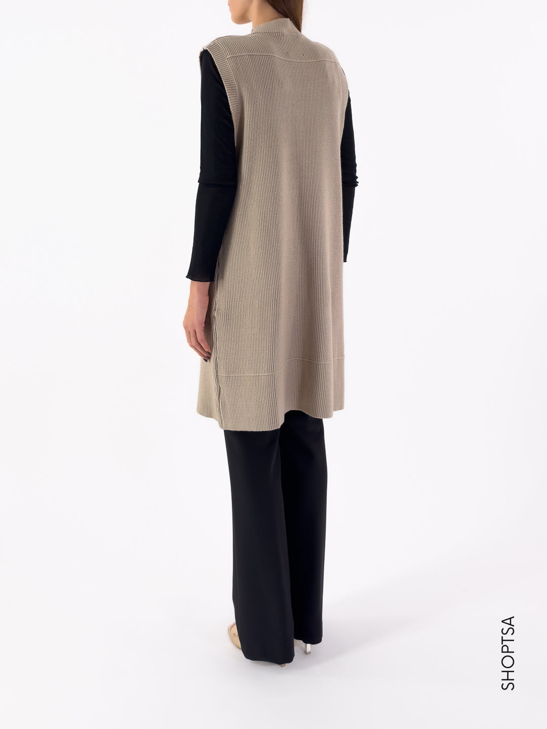 Gilet maglia costine lungo