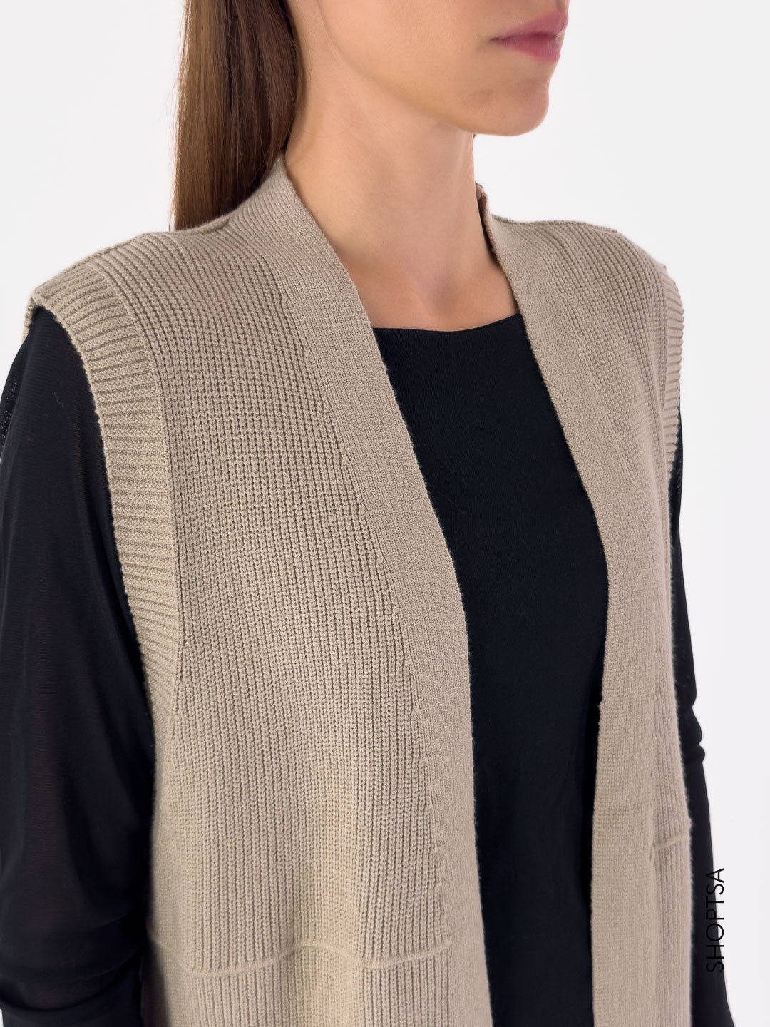 Gilet maglia costine lungo