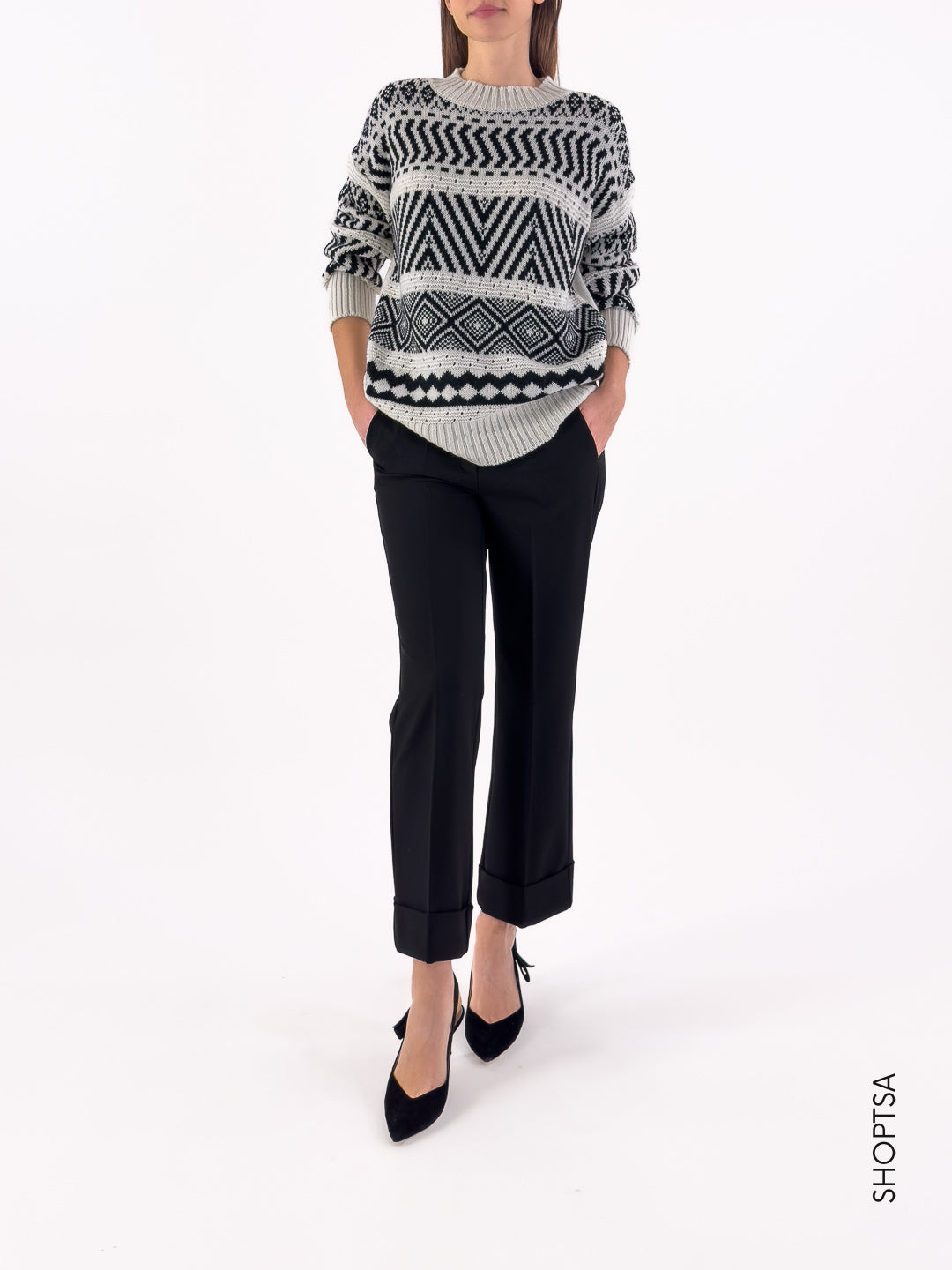 Wool jacquard sweater 55040r - ViCOLO