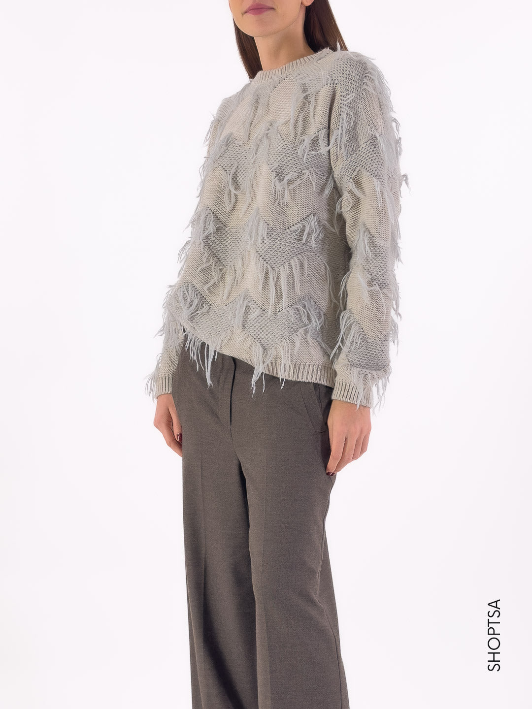 Wool sweater with applications 55111r - ViCOLO