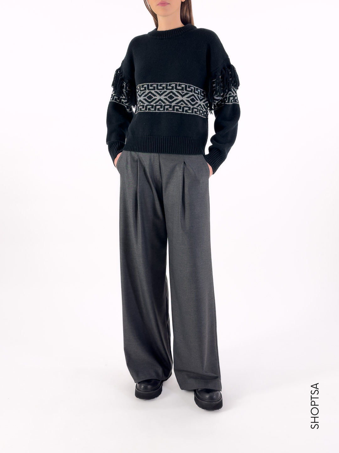 Fringed sweater 55140r - ViCOLO