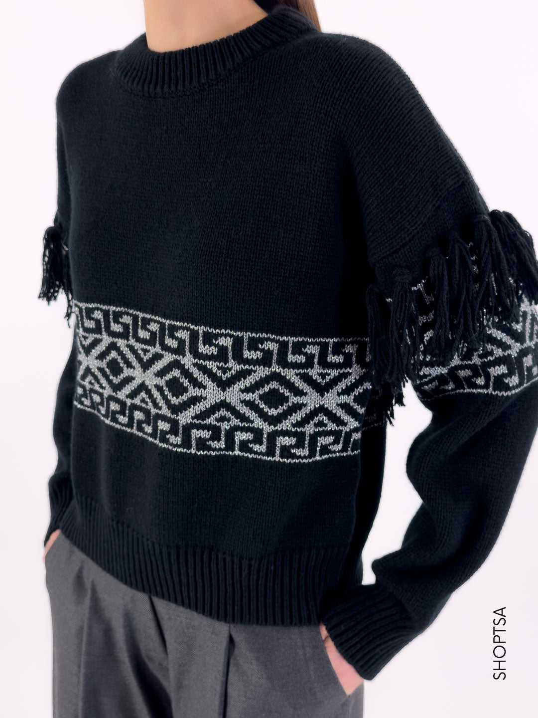 Fringed sweater 55140r - ViCOLO