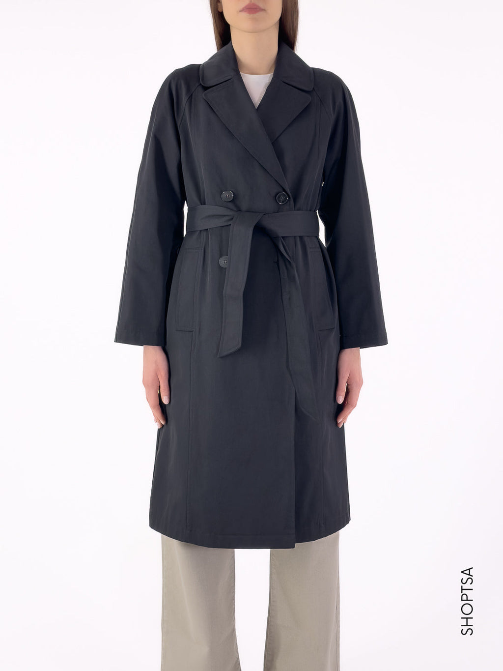 Trench doppiopetto lungo nero - Emme Marella - shopTSa
