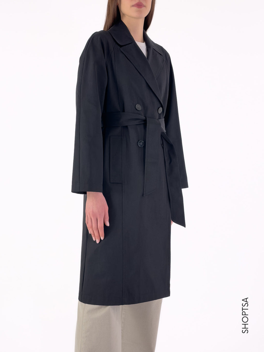 Trench doppiopetto lungo nero - Emme Marella - shopTSa