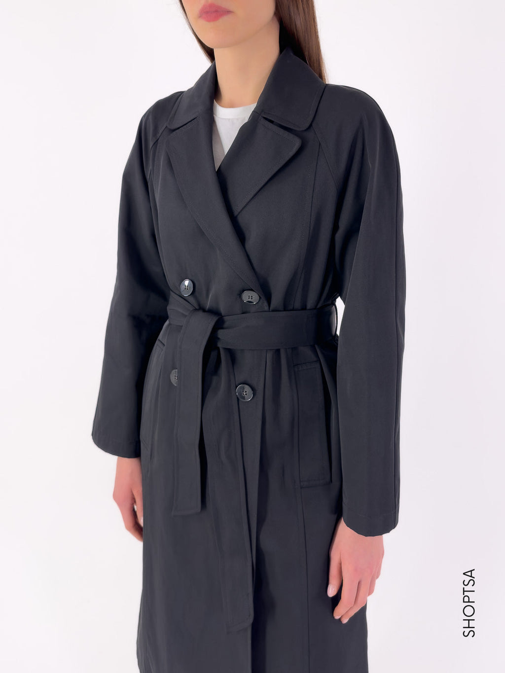 Trench doppiopetto lungo nero - Emme Marella - shopTSa