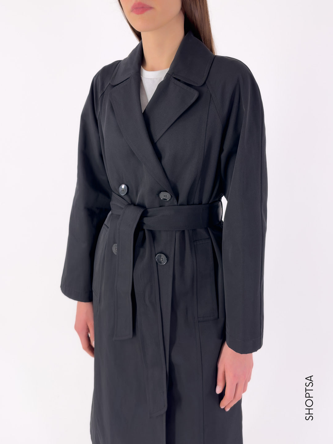 Trench doppiopetto lungo nero - Emme Marella - shopTSa