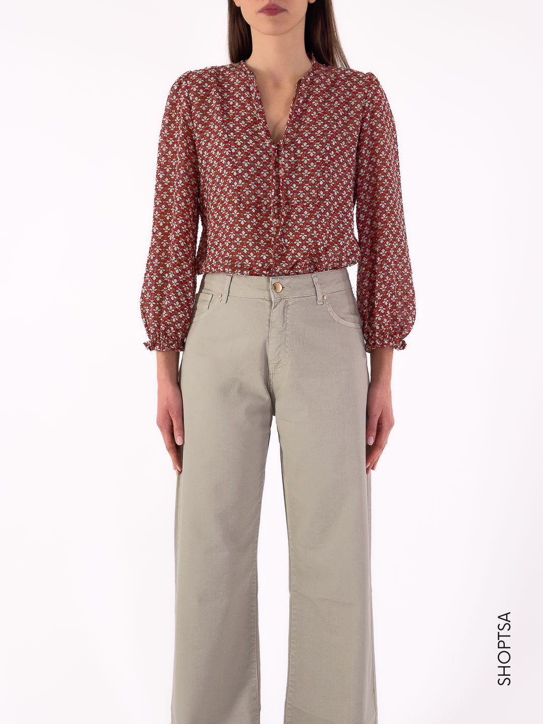 CALERNO - EMME Marella patterned plumetis shirt