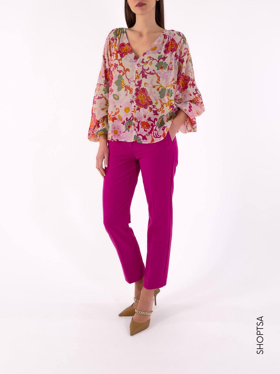 Light fuchsia patterned blouse LEO - EMME Marella