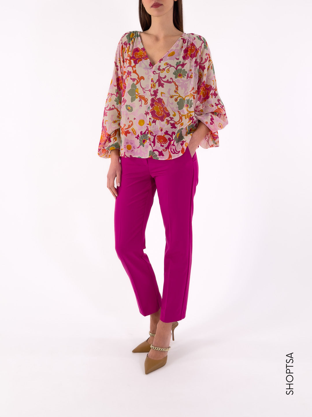 Blusa leggera fantasia fucsia LEO - EMME Marella