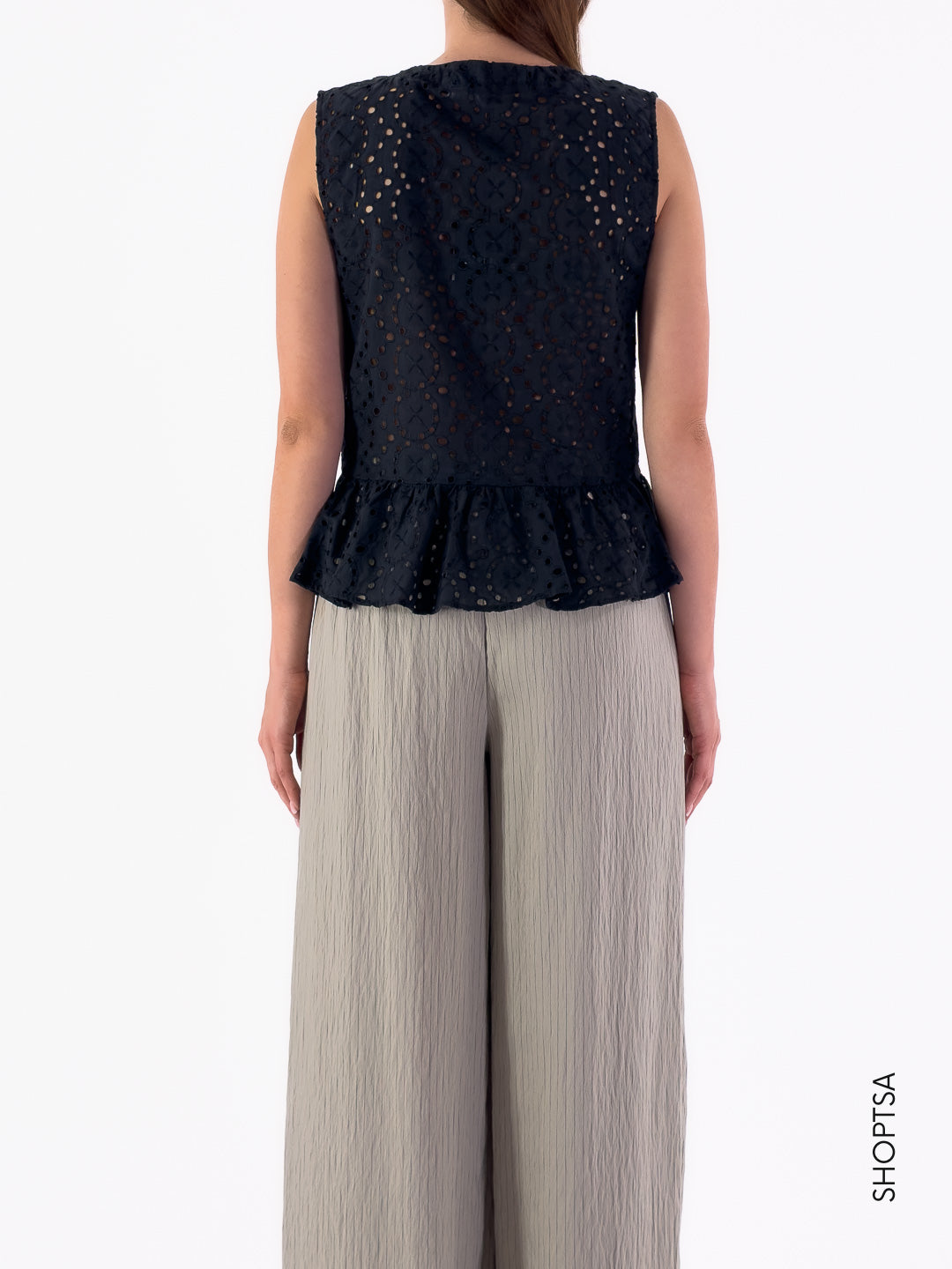 Top traforato con balza KLENIA