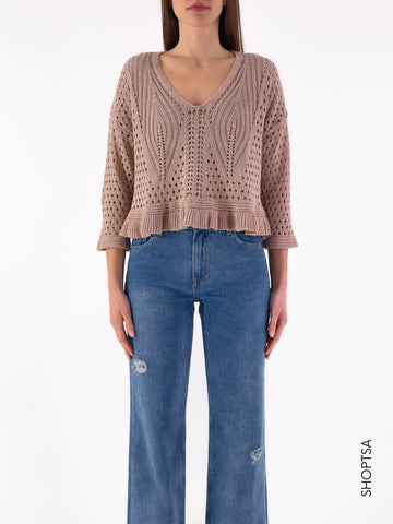 Maglia traforata cropped 55053 - Vicolo