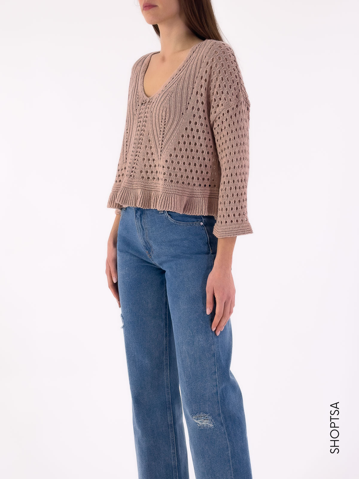 Maglia traforata cropped 55053 - Vicolo - Vicolo - shopTSa