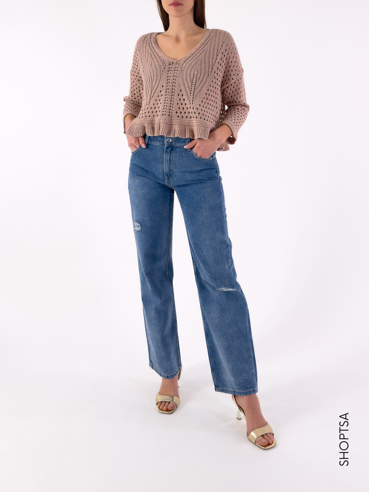Maglia traforata cropped 55053 - Vicolo - Vicolo - shopTSa