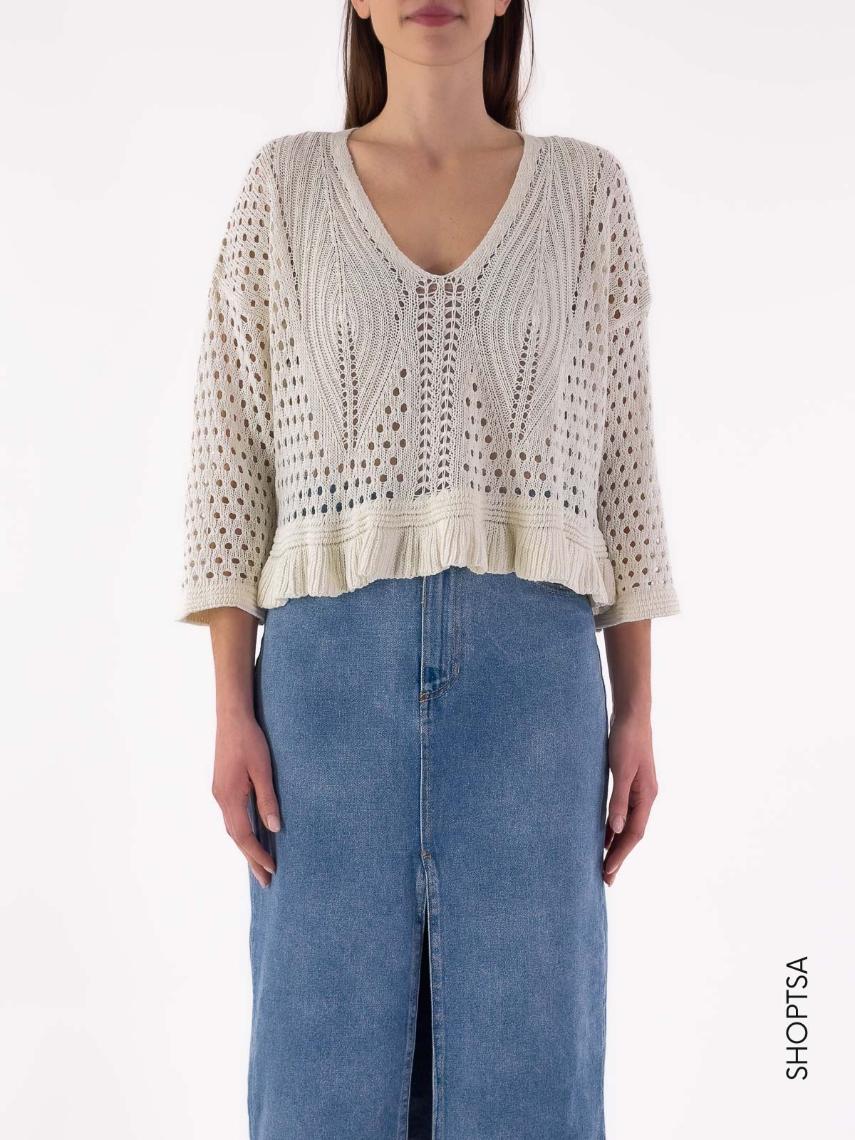 Maglia traforata cropped 55053 - Vicolo - Vicolo - shopTSa
