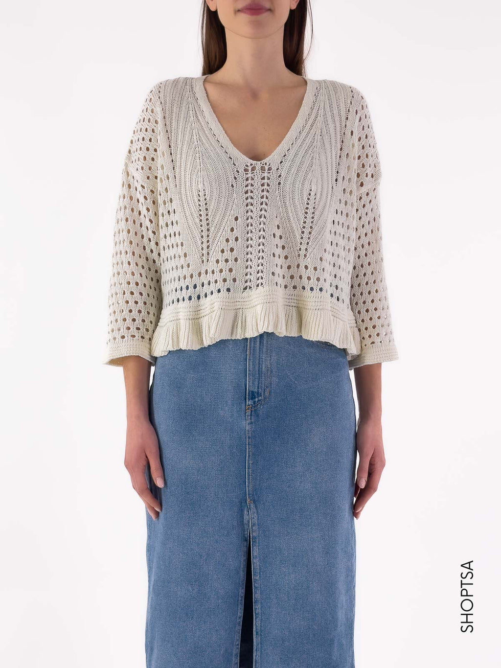 Maglia traforata cropped 55053 - Vicolo - Vicolo - shopTSa