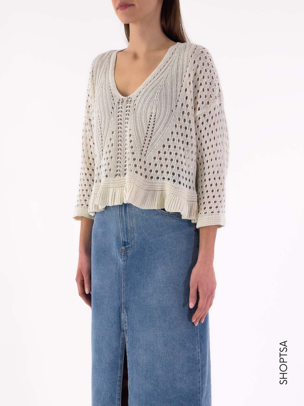 Maglia traforata cropped 55053 - Vicolo - Vicolo - shopTSa