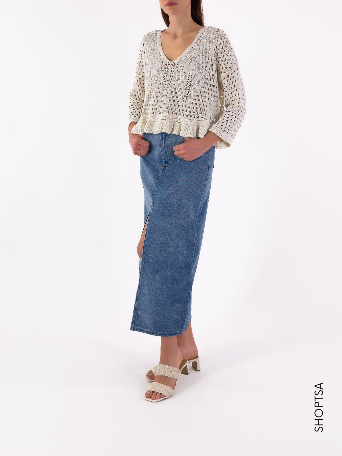 Maglia traforata cropped 55053 - Vicolo - Vicolo - shopTSa