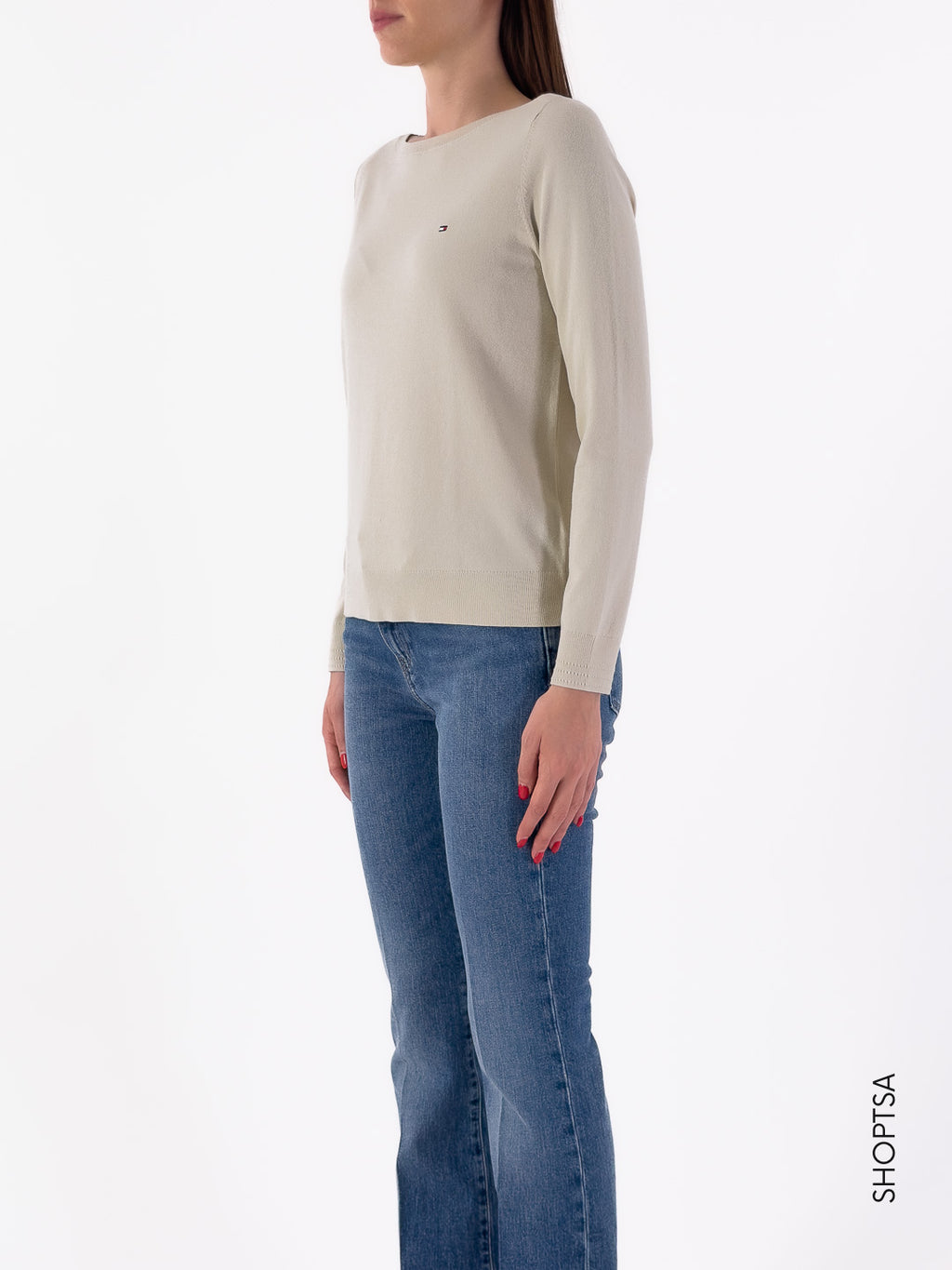 Pullover in cotone scollo a barca