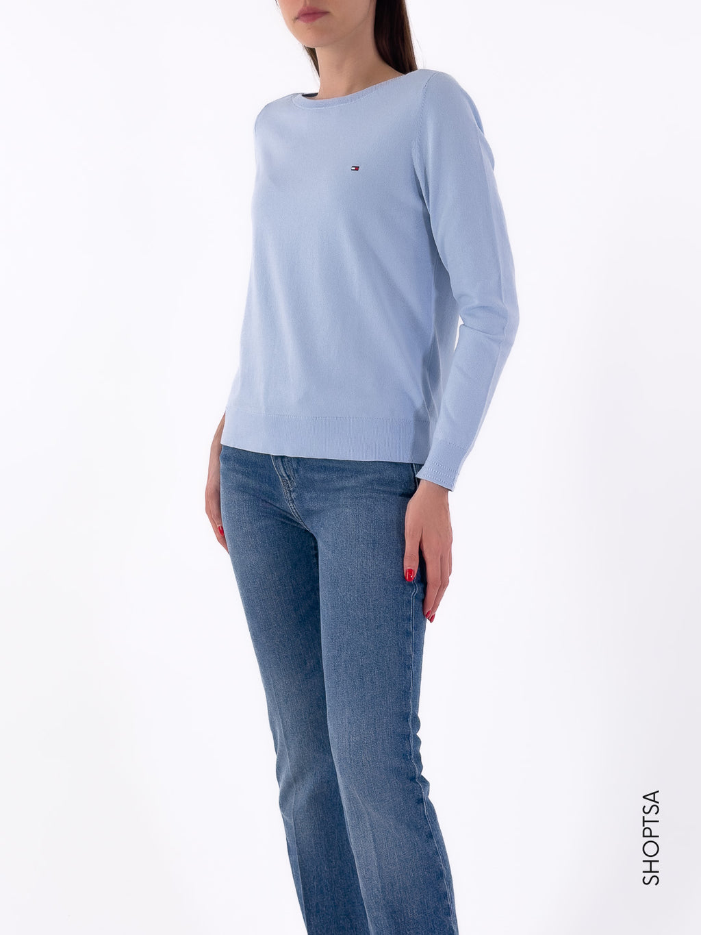 Pullover in cotone scollo a barca