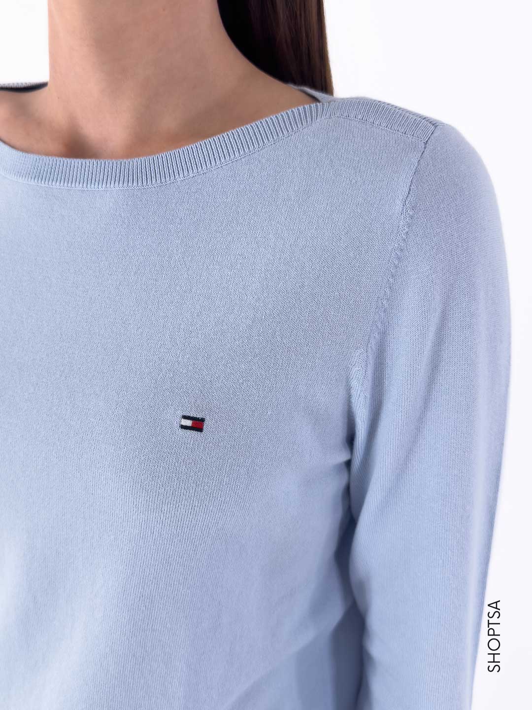 Pullover in cotone scollo a barca