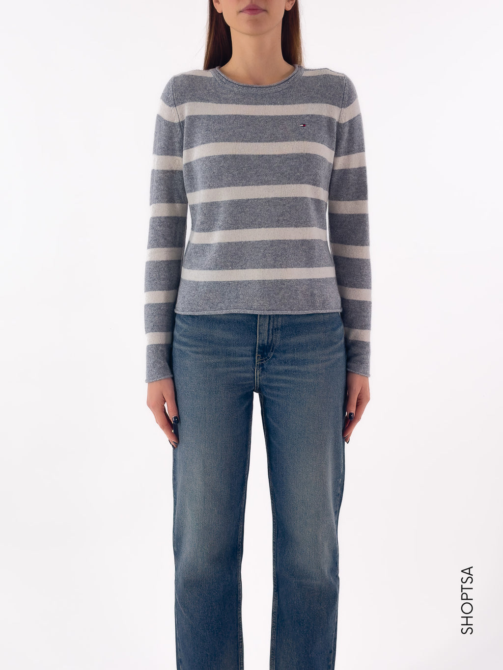 Pullover in pura lana a righe