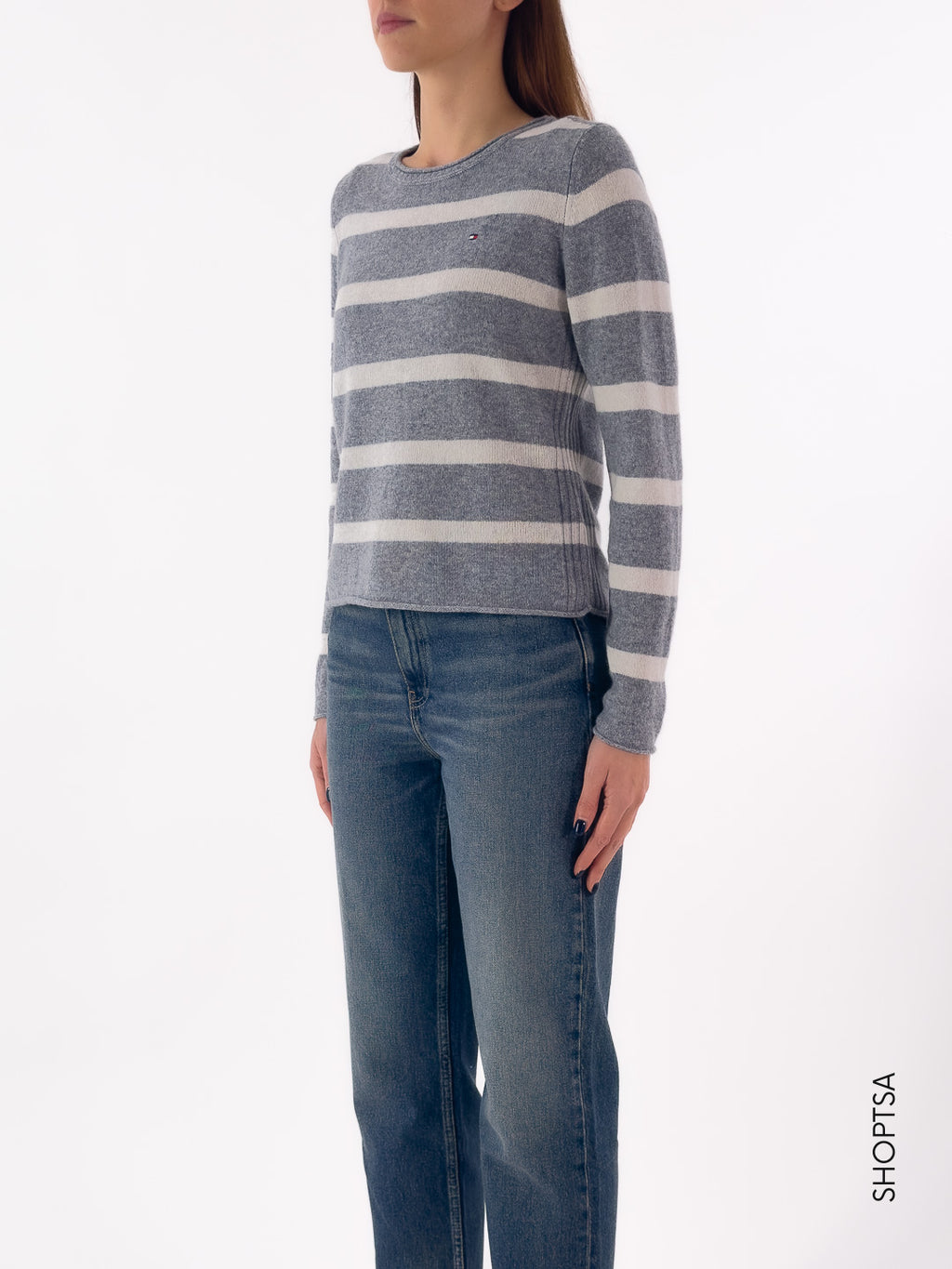 Pullover in pura lana a righe