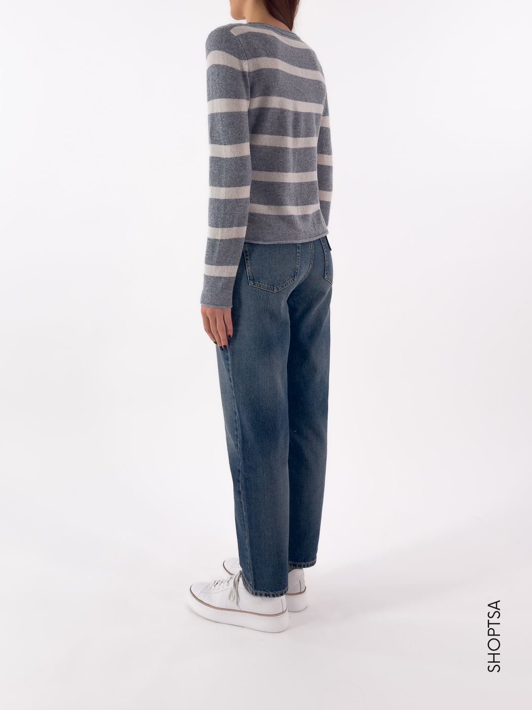 Pullover in pura lana a righe