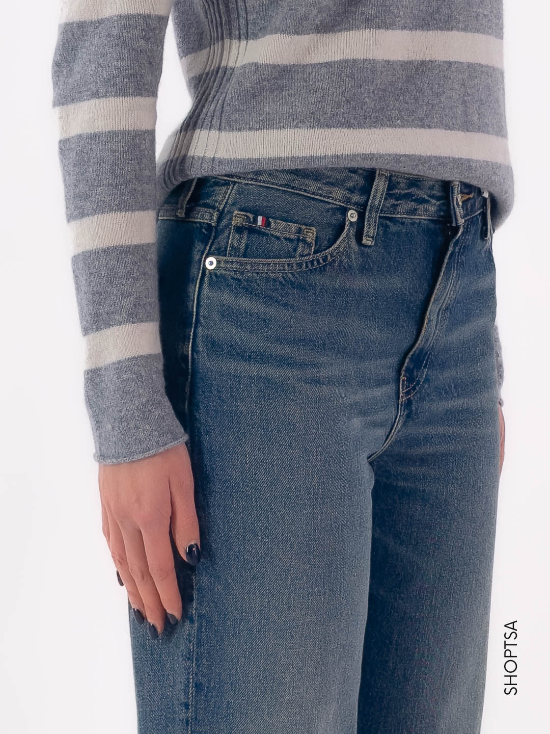 Pullover in pura lana a righe