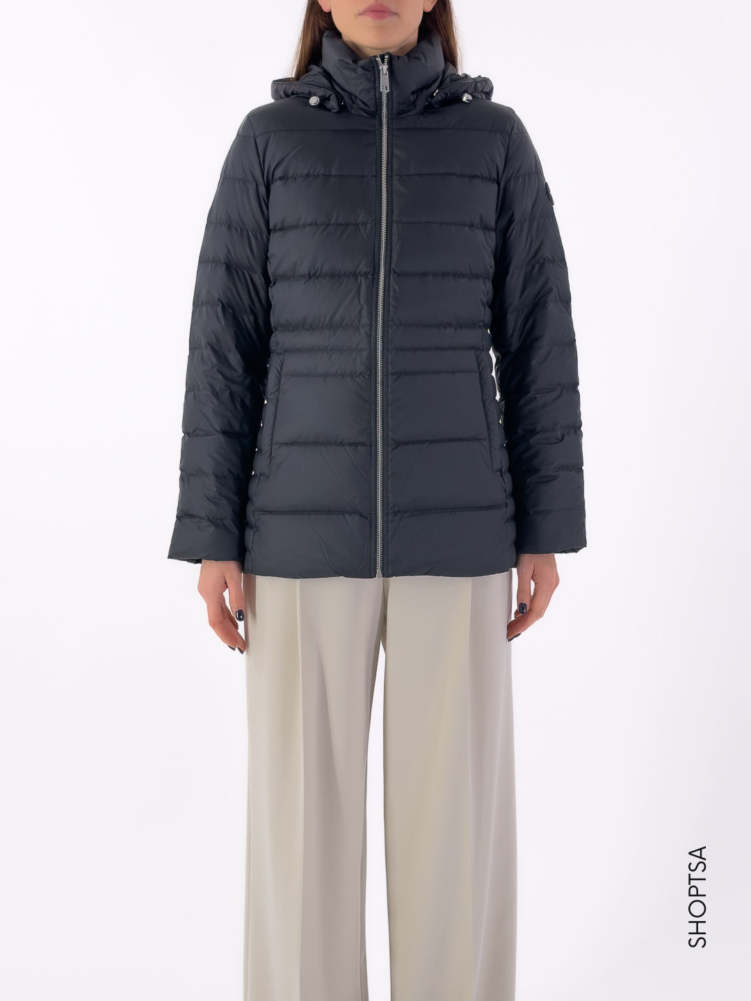 Giubbotto nero cappuccio staccabile 42741