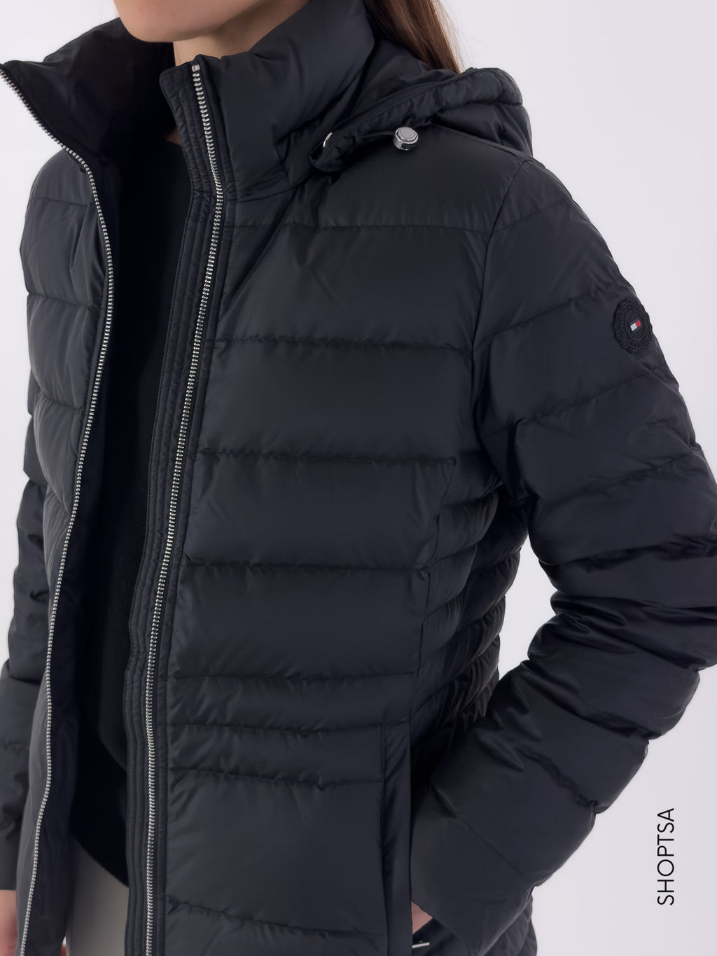 Giubbotto nero cappuccio staccabile 42741