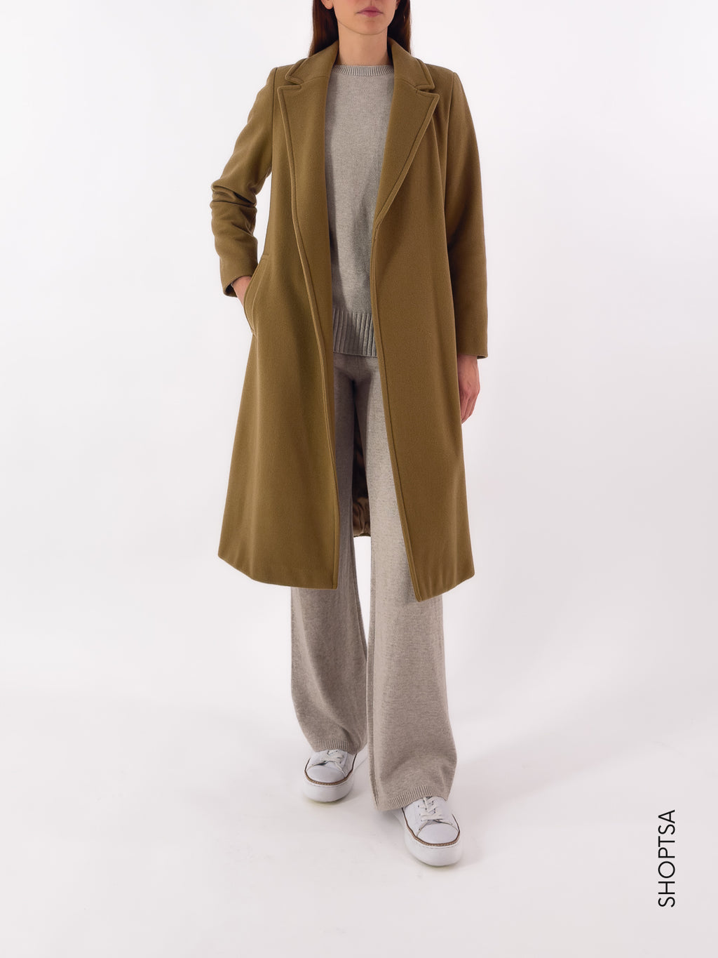 Cappotto lungo in misto lana