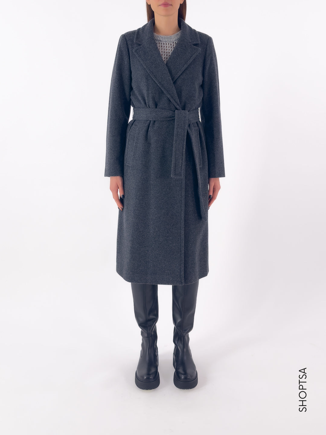 Cappotto in velour con cintura