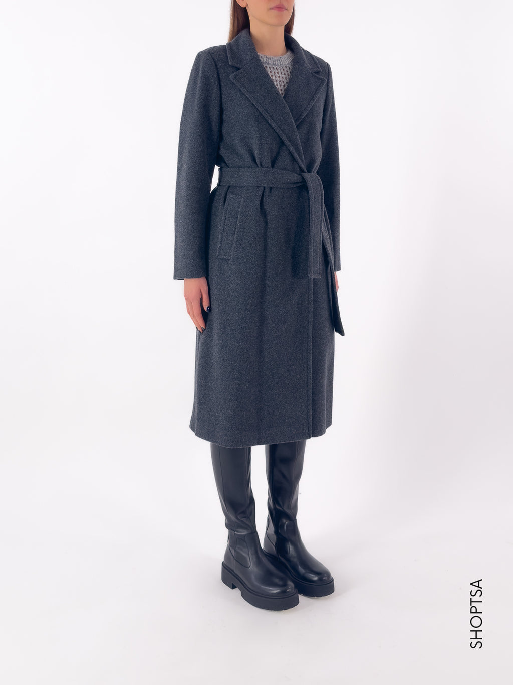 Cappotto in velour con cintura