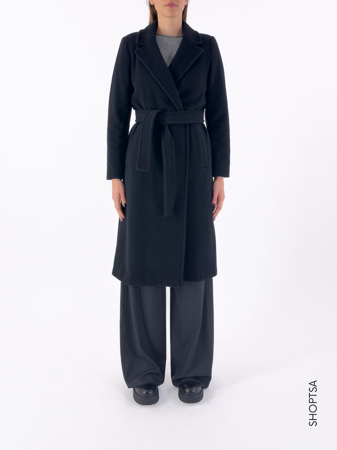 Cappotto lungo in misto lana