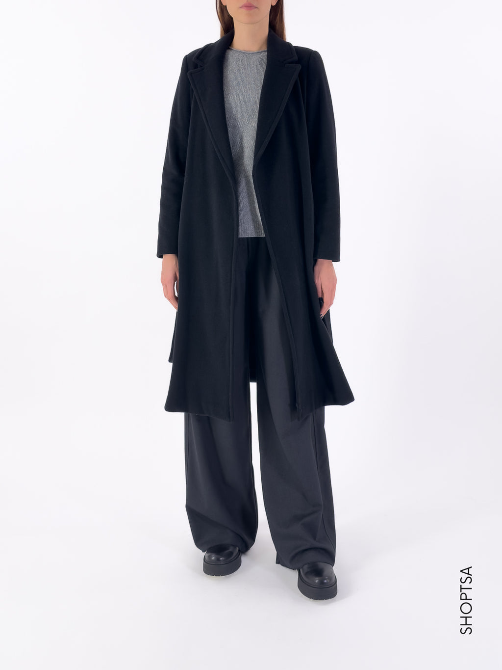 Cappotto lungo in misto lana