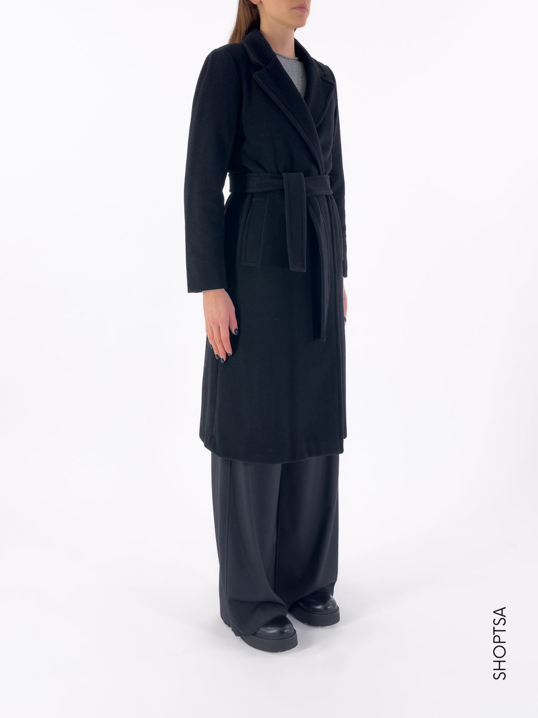 Cappotto in velour con cintura