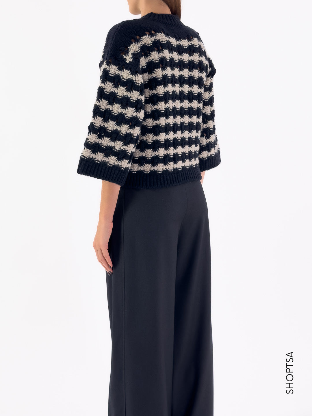 Maglione lana traforata corto 86081