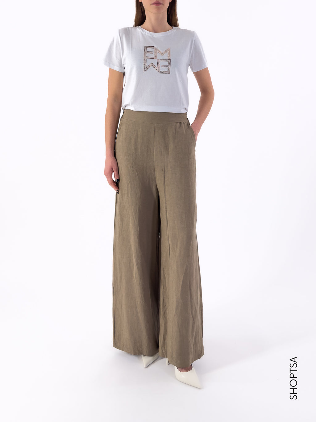 Pantalone ampio cotone e lino