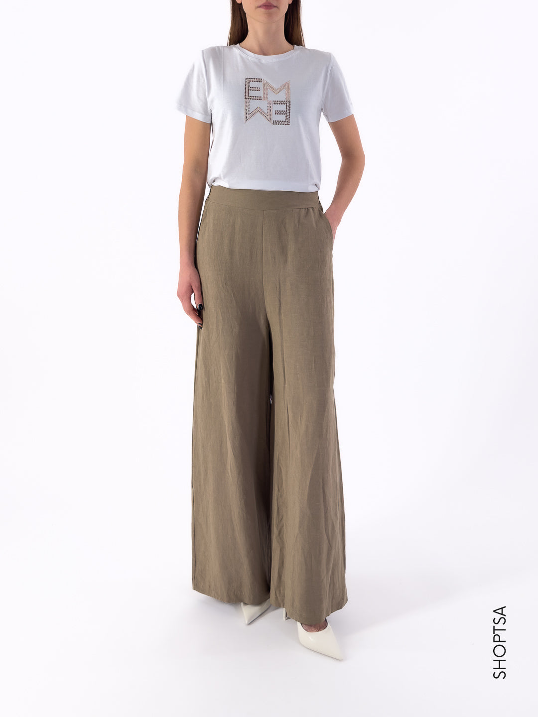 Pantalone ampio cotone e lino