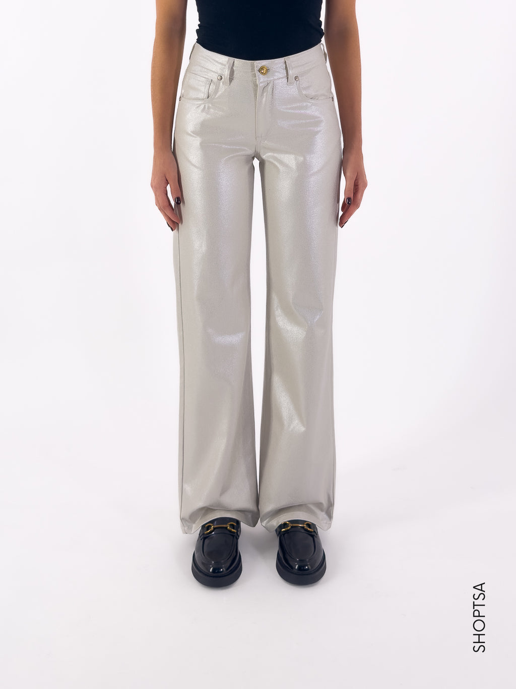 Jeans spalmato dorato