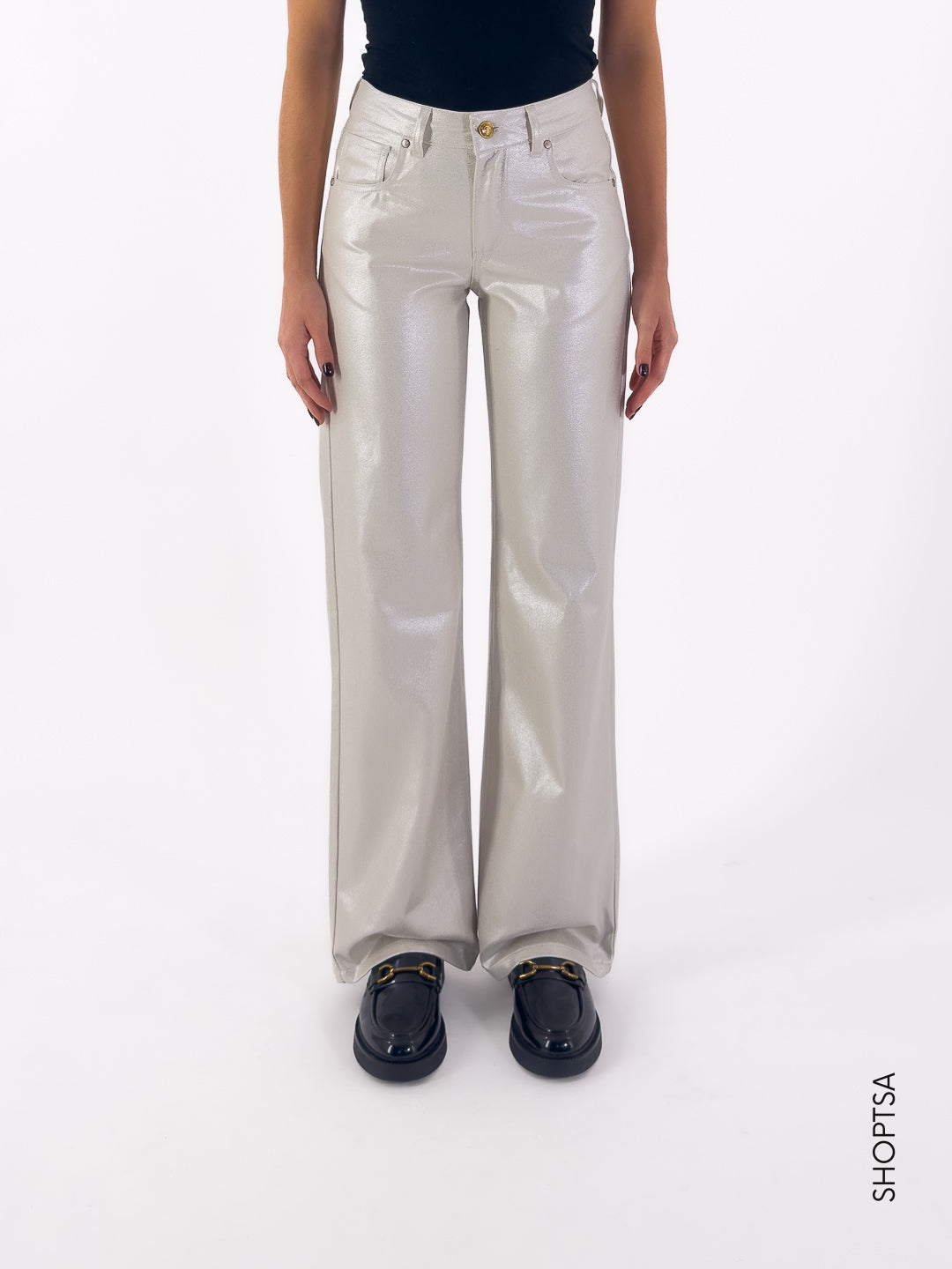 Jeans spalmato dorato