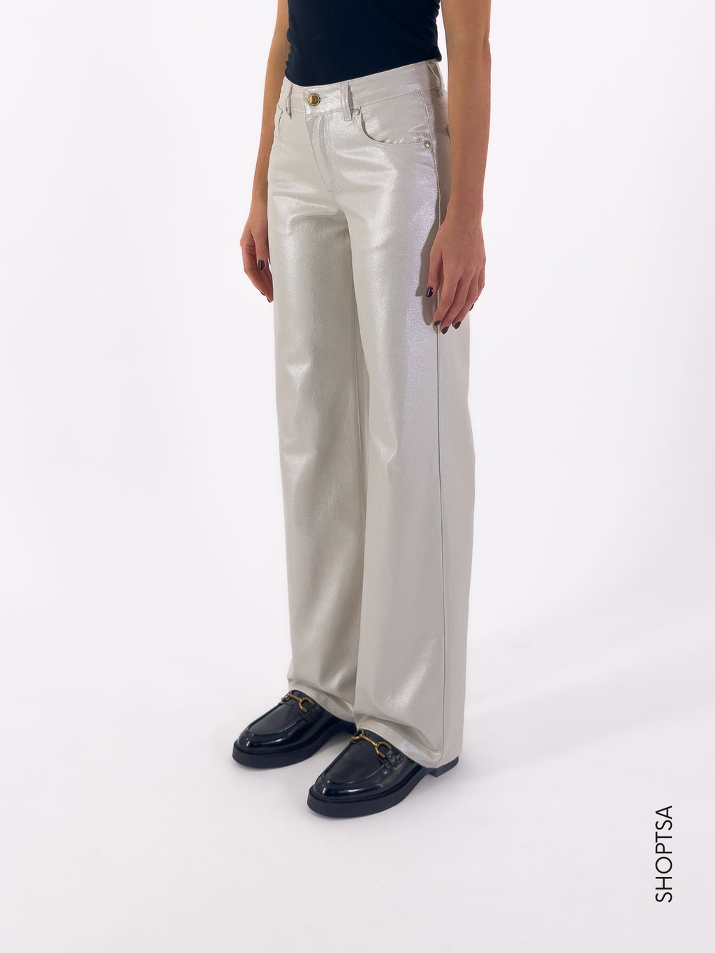 Jeans spalmato dorato