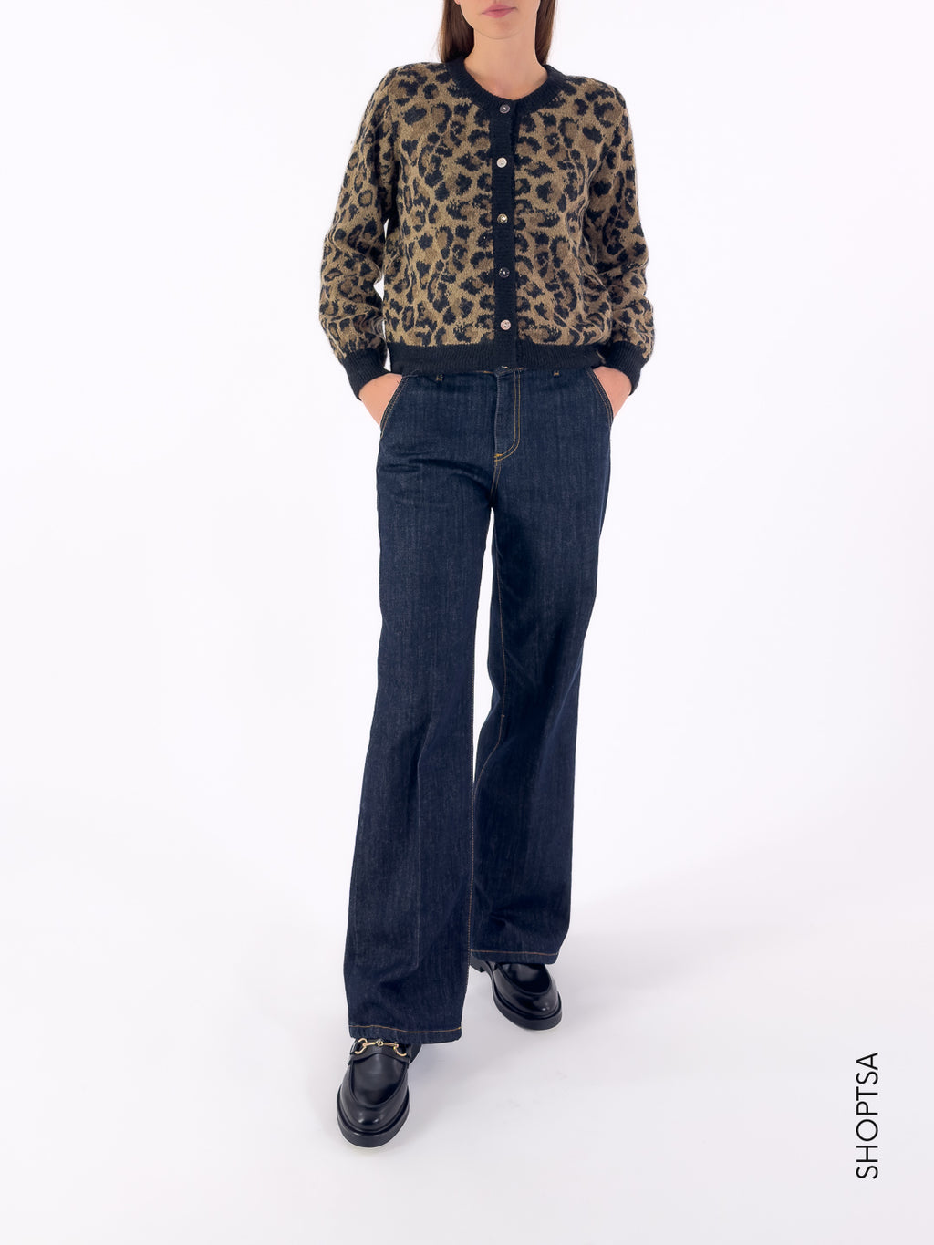 Cardigan in lana leopardato