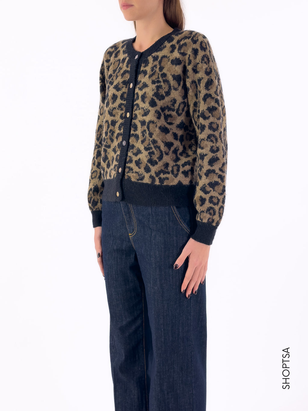 Cardigan in lana leopardato