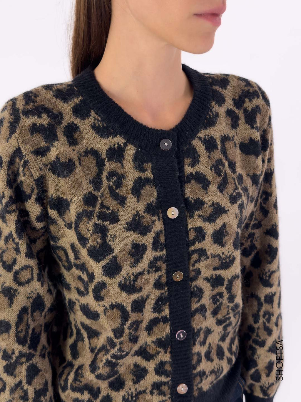 Cardigan in lana leopardato