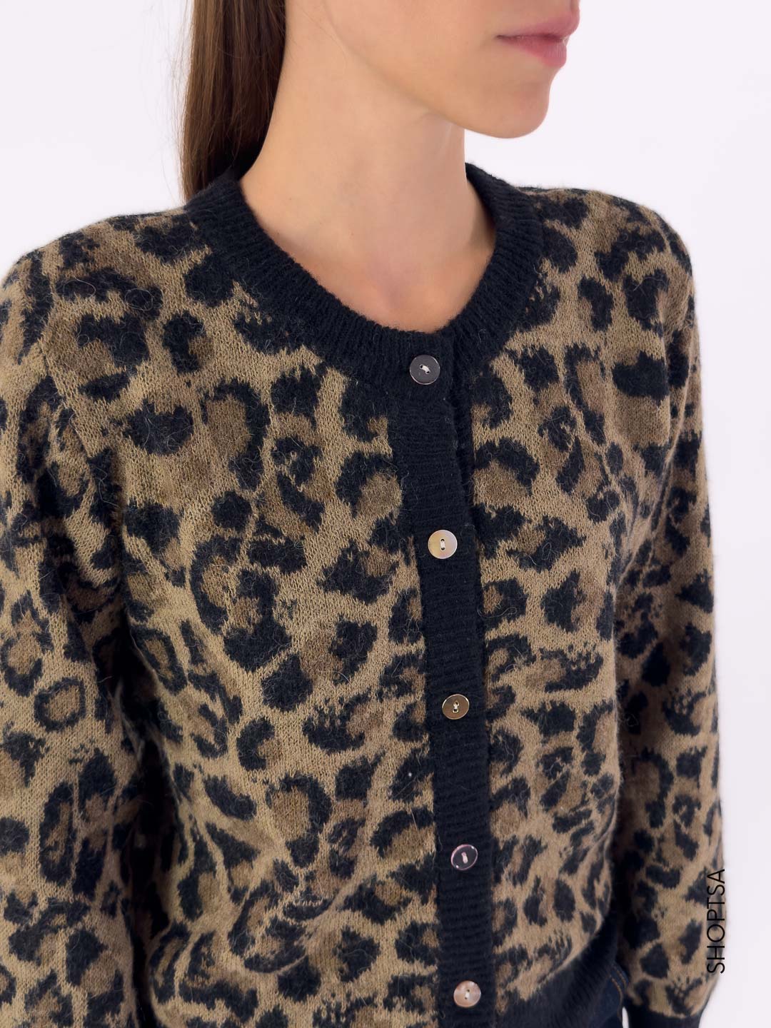 Cardigan in lana leopardato